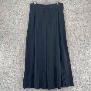 Vintage Talbots Skirt Womens 8 Black Linen Pleated Maxi A Flared Everyday Casual